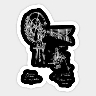 Windmill Vintage Patent Hand Drawing Sticker